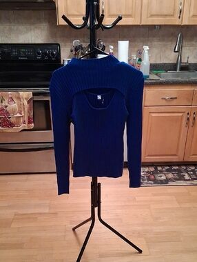 Ribbed Scoop Neck Sweater 2 Piece in Royal Blue